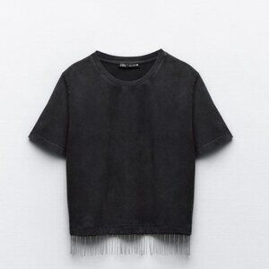 Zara WASHED JEWEL T-SHIRT ANTHRACITE GREY